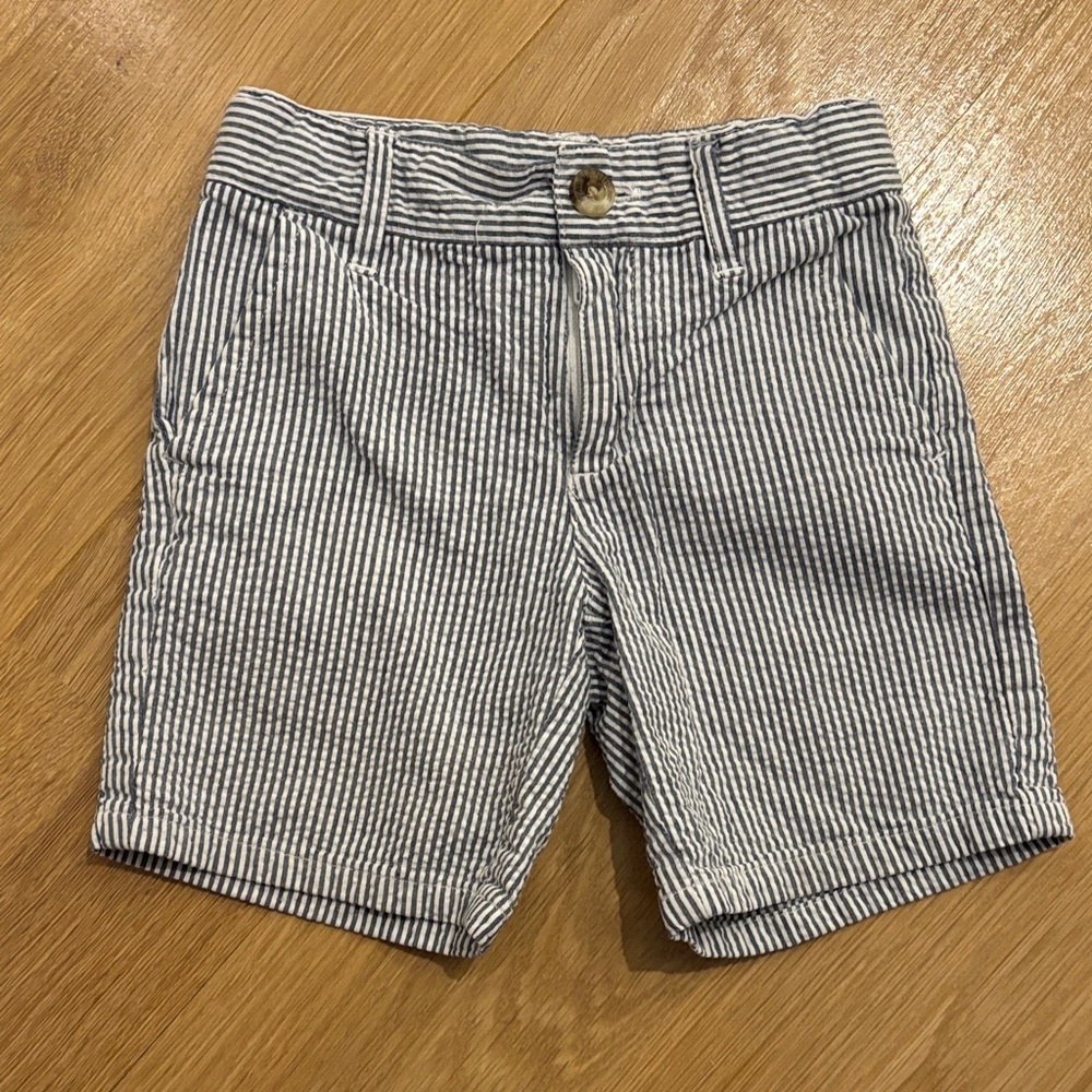 Janie and Jack Navy and White Seersucker Striped Shorts